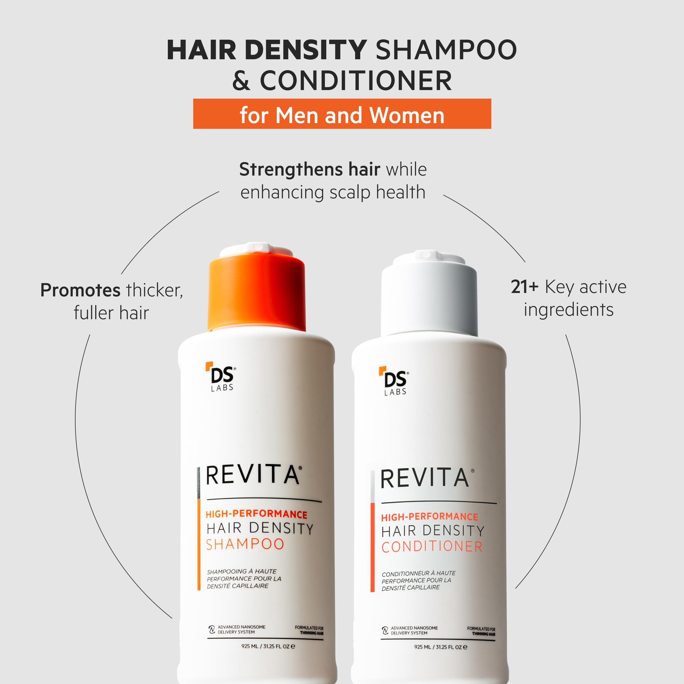 DS Laboratories shampoo pump dispensing clear texture for gentle cleansing