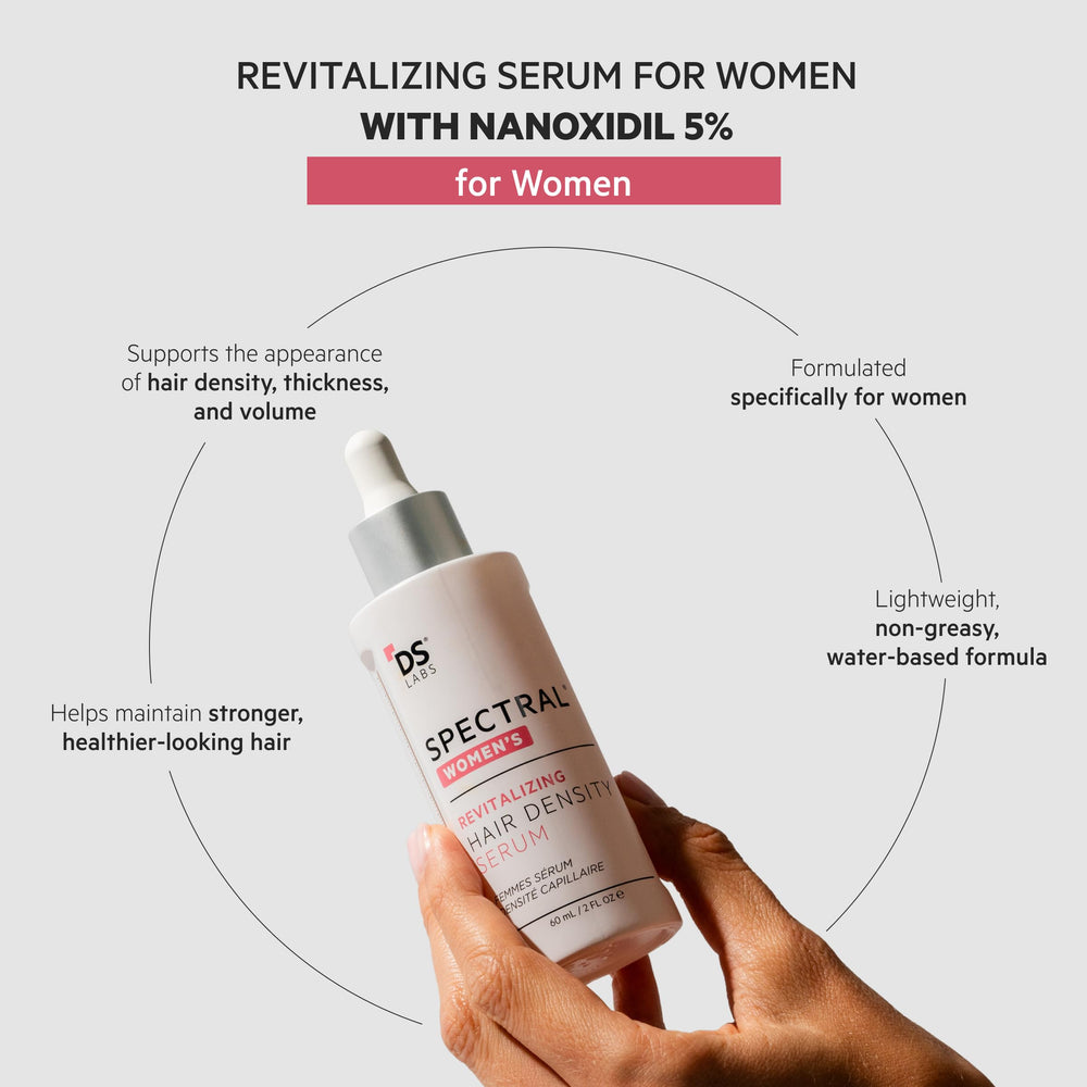 DS Laboratories dropper applying serum to scalp for easy use
