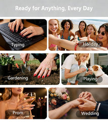 Dsixnails lifestyle evening look on model illustrating durable, fashionable nails
