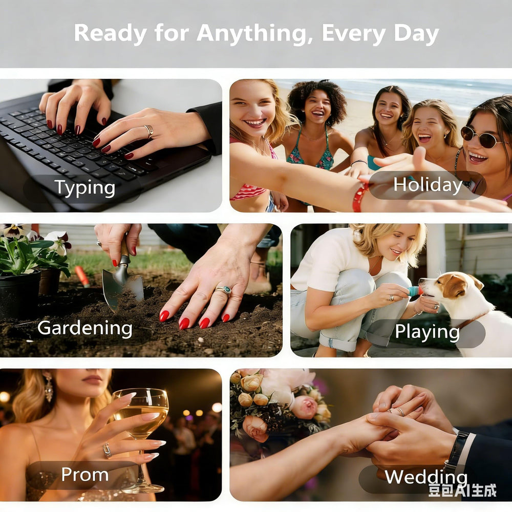 Dsixnails 150-piece layout displaying 15 sizes for precise fitting convenience