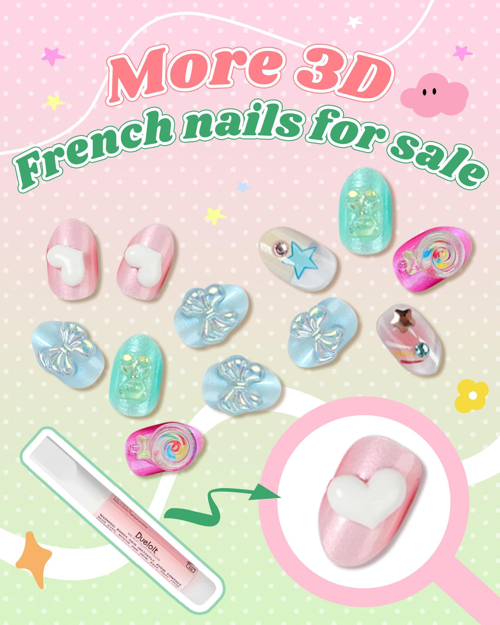 DSVANAY press-on nails worn on tween hands for instant style