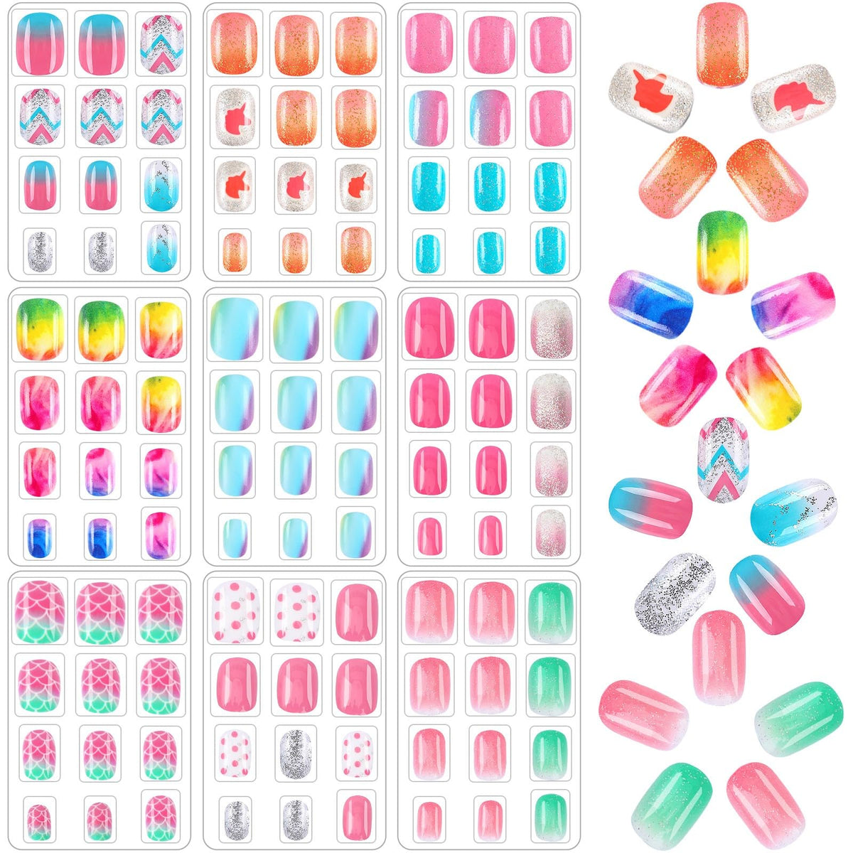 DTOFOOT front packaging showing nine gradient nail boxes and playful colors benefits easy selection