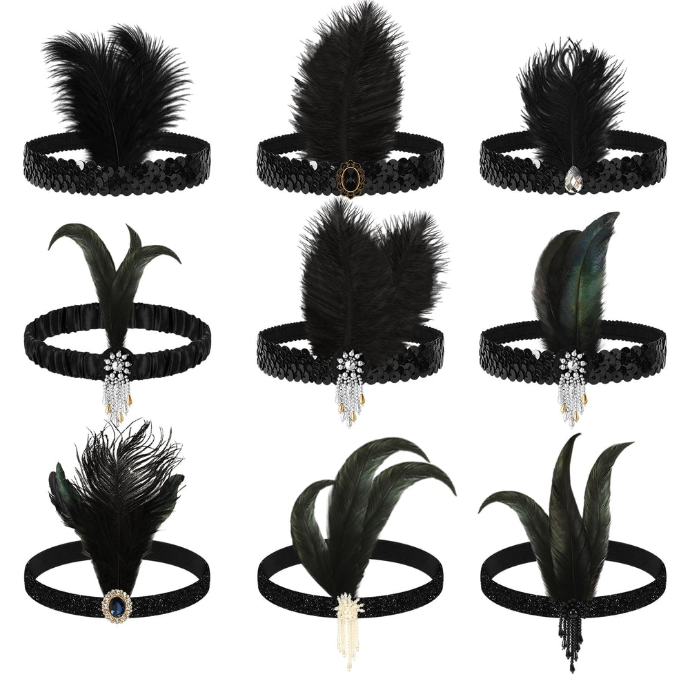 DTOFOOT front view of nine-piece headband set shows variety and instant glamour