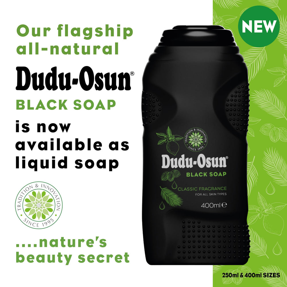 Dudu-Osun soap texture flowing from bottle showing smooth lather benefit