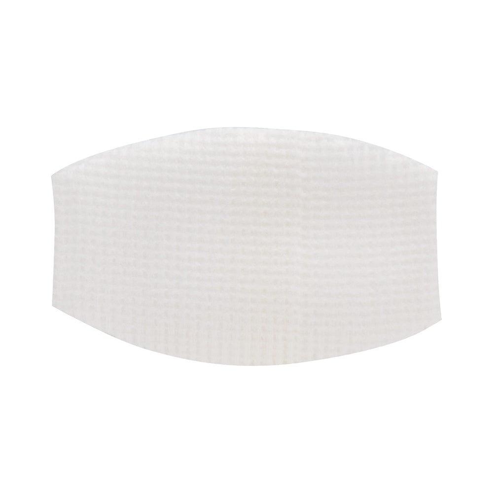 Dukal oval eye pad close-up of soft non-woven cover and absorbent core for comfort