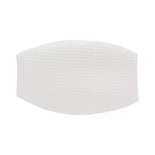 Dukal oval eye pad close-up of soft non-woven cover and absorbent core for comfort