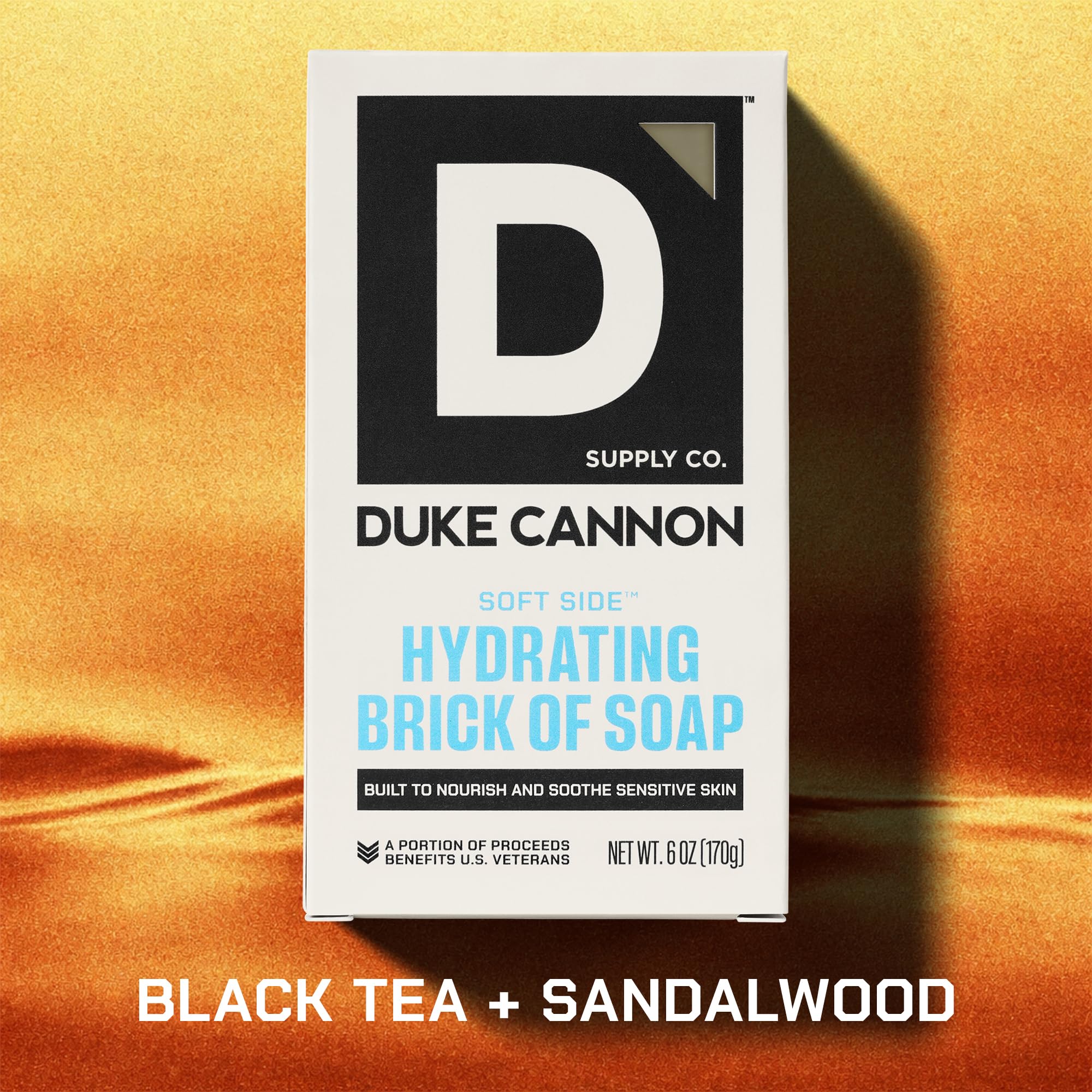 Duke Cannon bar close-up texture highlighting moisturizing shea butter benefit