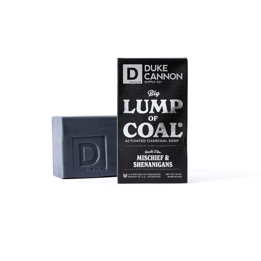 Duke Cannon front packaging showing holiday themed soap and bold branding