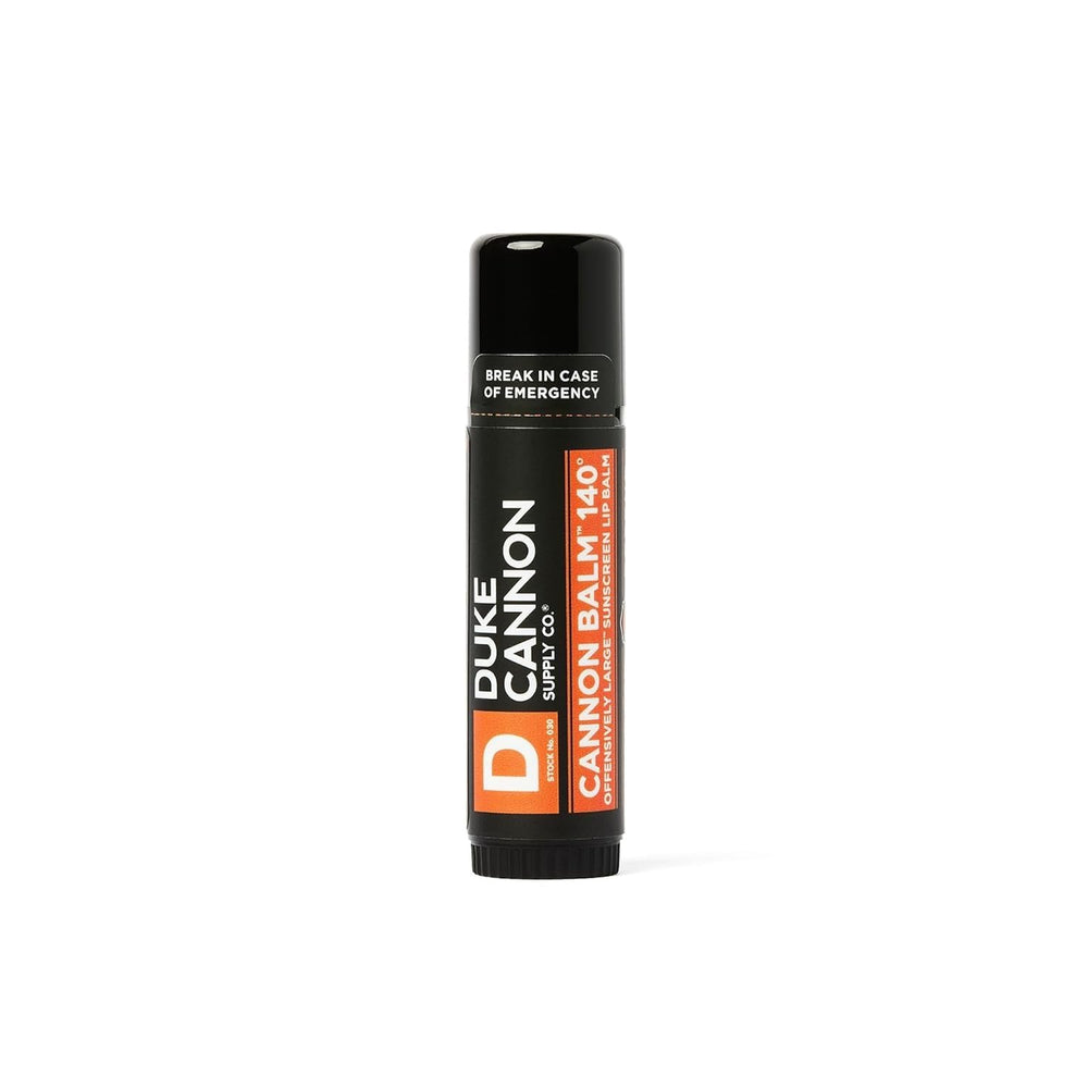 Duke Cannon blood orange front packaging showing bold tube and branding, durable design benefits