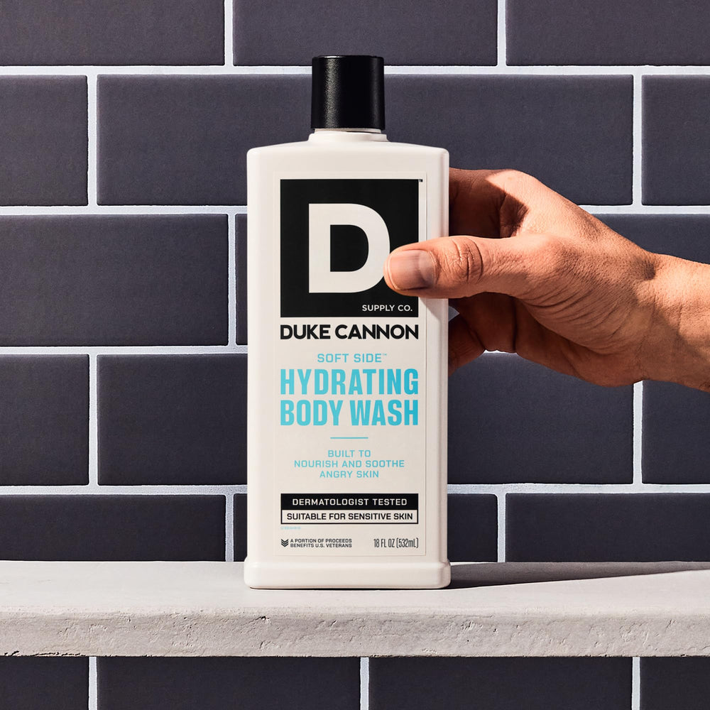 Duke Cannon rich lather closeup showing foamy cleanse benefit