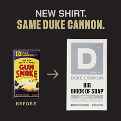 Duke Cannon Bourbon bar label detail highlighting warm fragrance