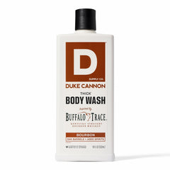 Duke Cannon front packaging showing bourbon scent and rugged design for confident gifting