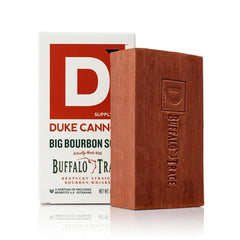 Duke Cannon bar beside regular soap shows scale and extended lifespan benefit