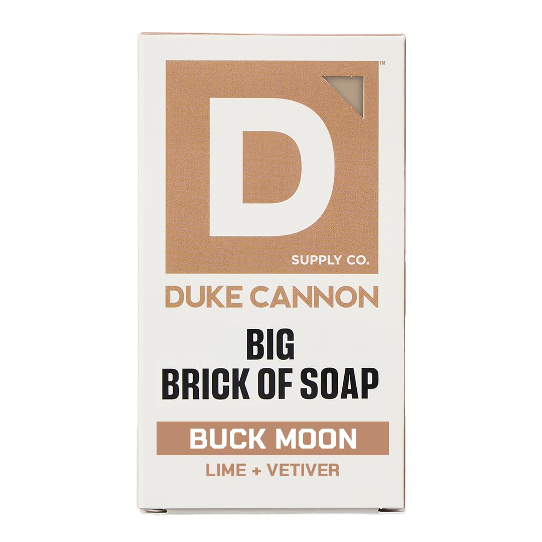 Duke Cannon Supply Co. front packaging showing Buck Moon 10 oz benefit long-lasting