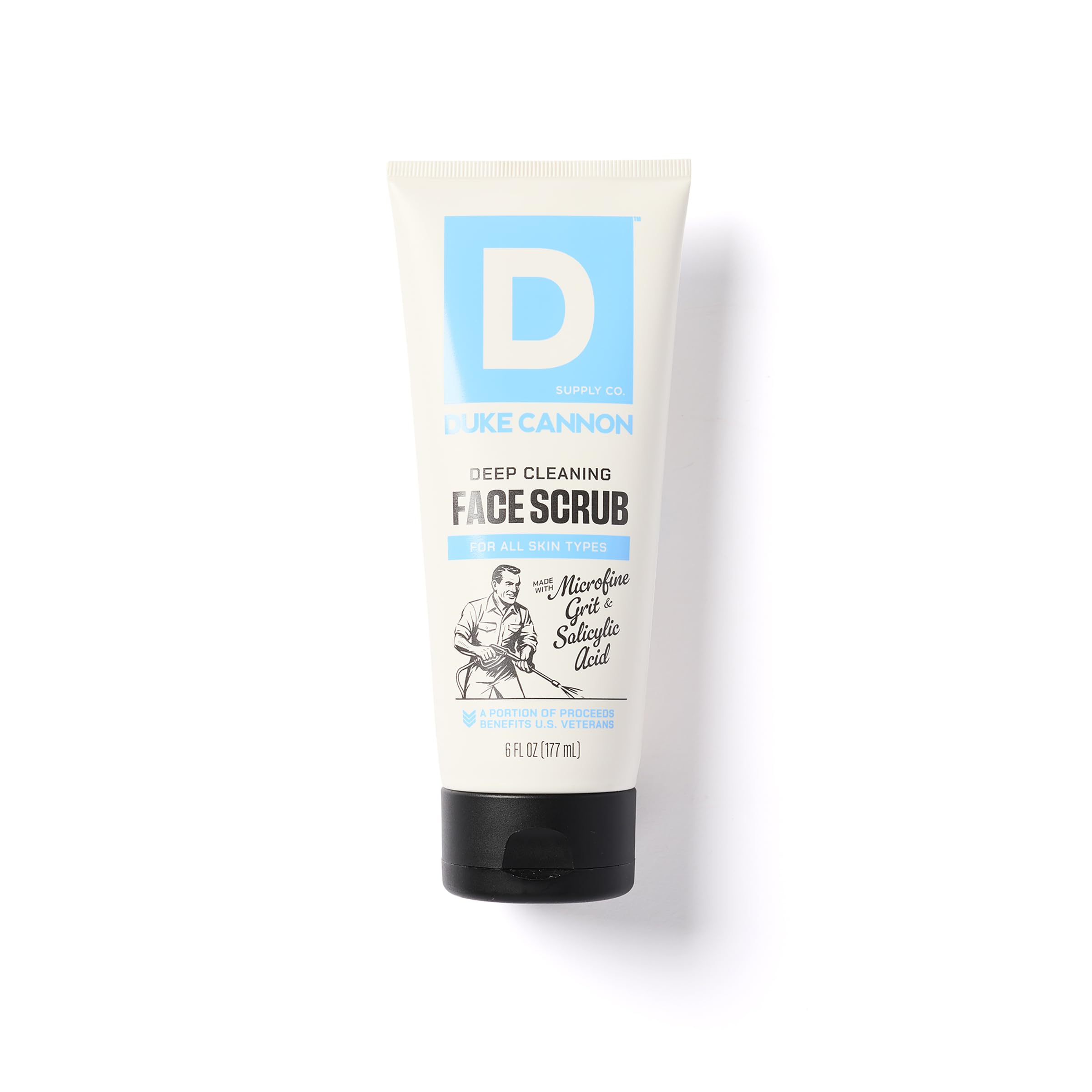 Duke Cannon face scrub front packaging showing label and 6 oz size for easy identification
