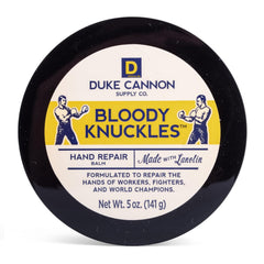 Duke Cannon tin front view showing durable packaging and easy access