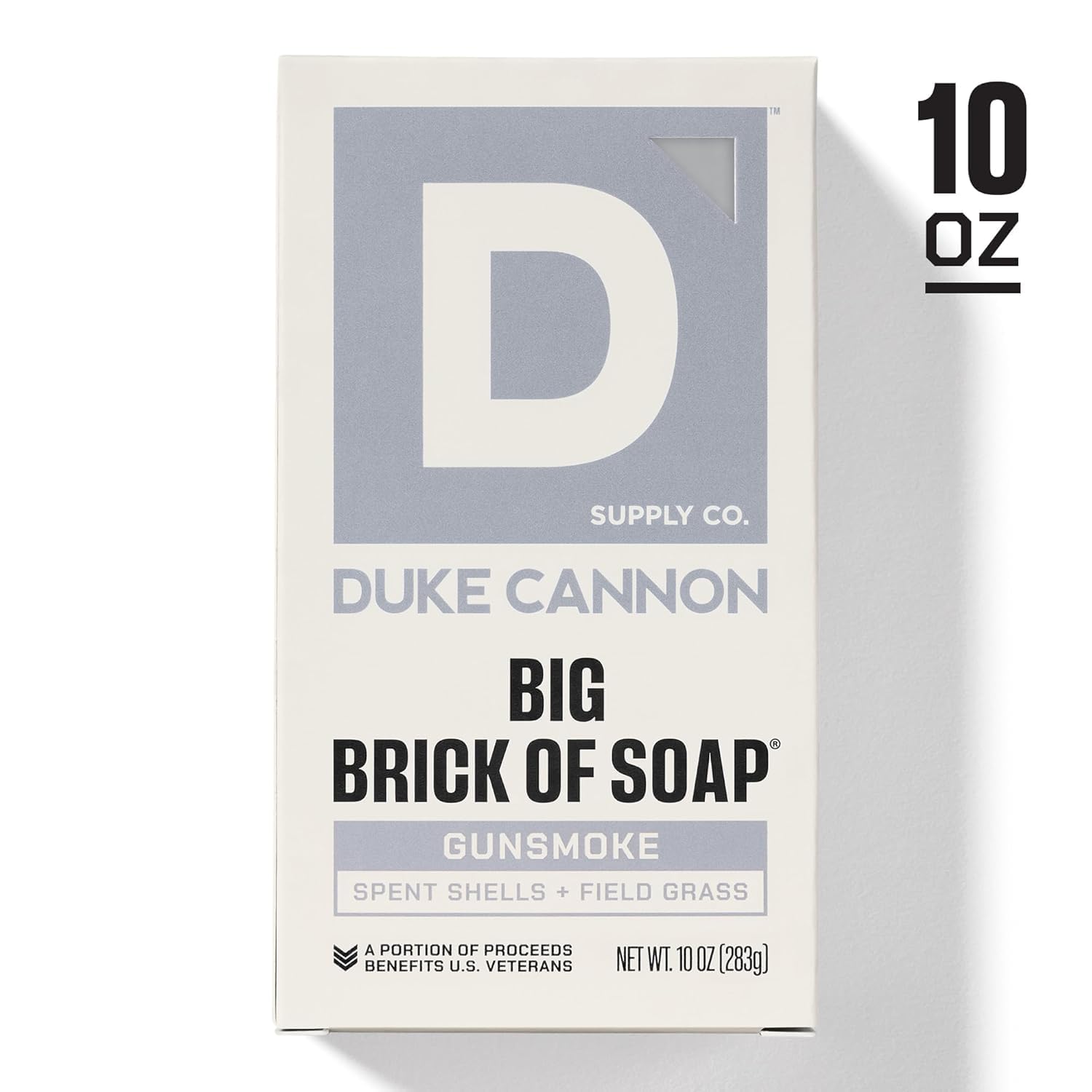 Duke Cannon Gun Smoke in-shower lifestyle image with user washing away grime effectively