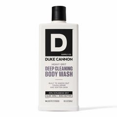 Duke Cannon front bottle view showing industrial-strength body wash benefit