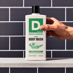 Duke Cannon rich lather on skin illustrating deep clean and soft-feel finish