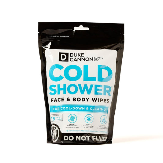 Duke Cannon individual wipe unfolded to show material and ready-to-use convenience