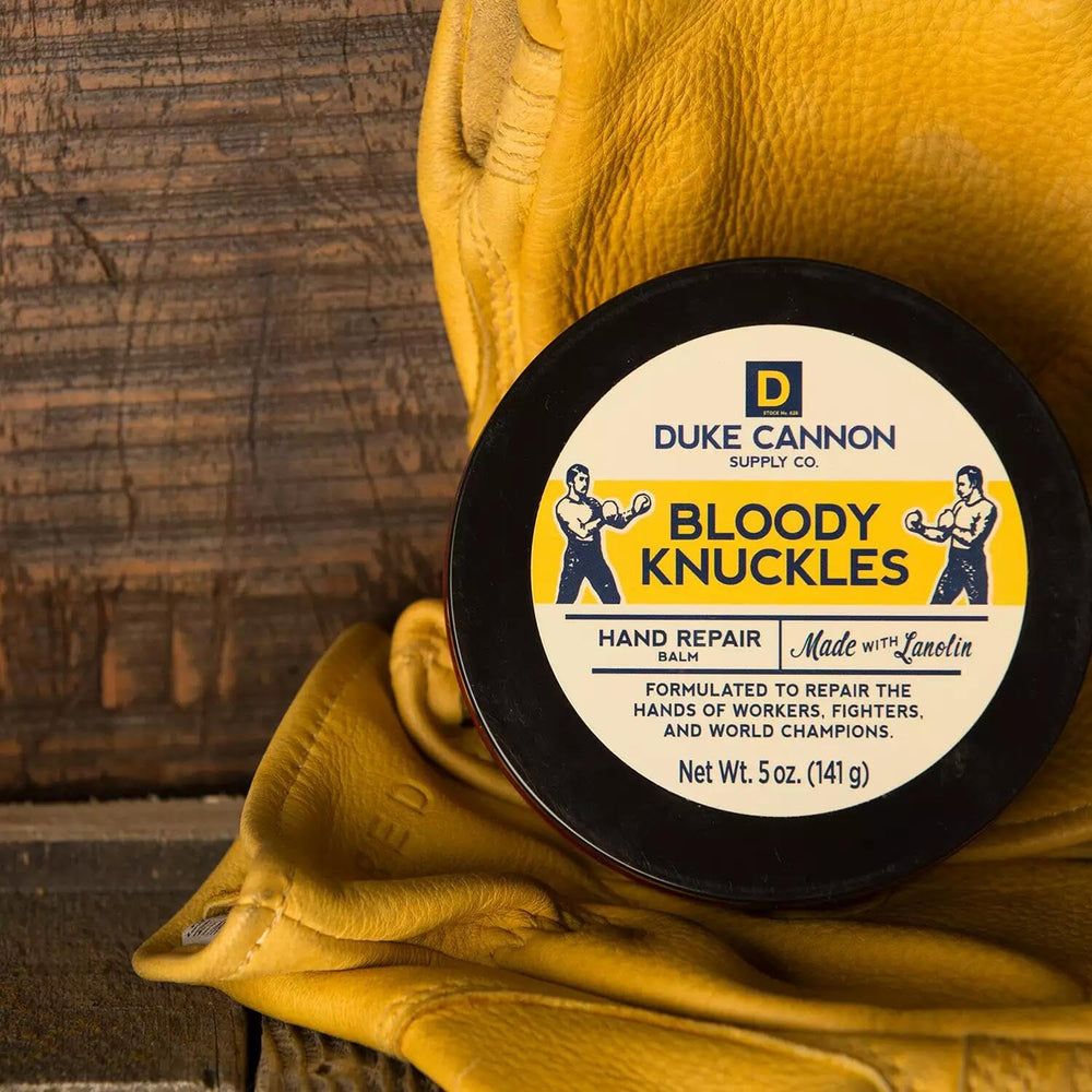 Duke Cannon label detail showing product name and unscented claim
