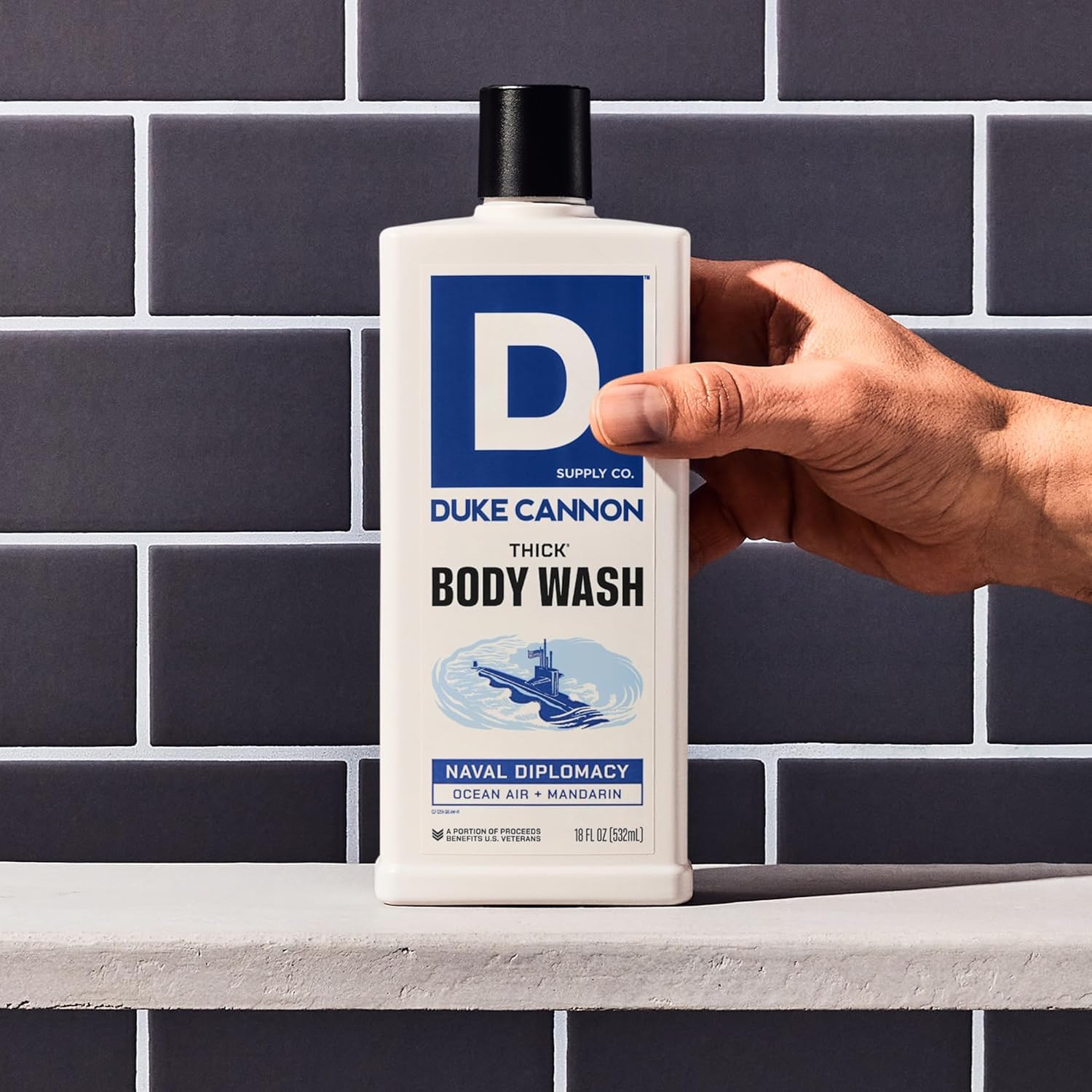 Duke Cannon lather on loofah rich foam for better scrubbing and coverage