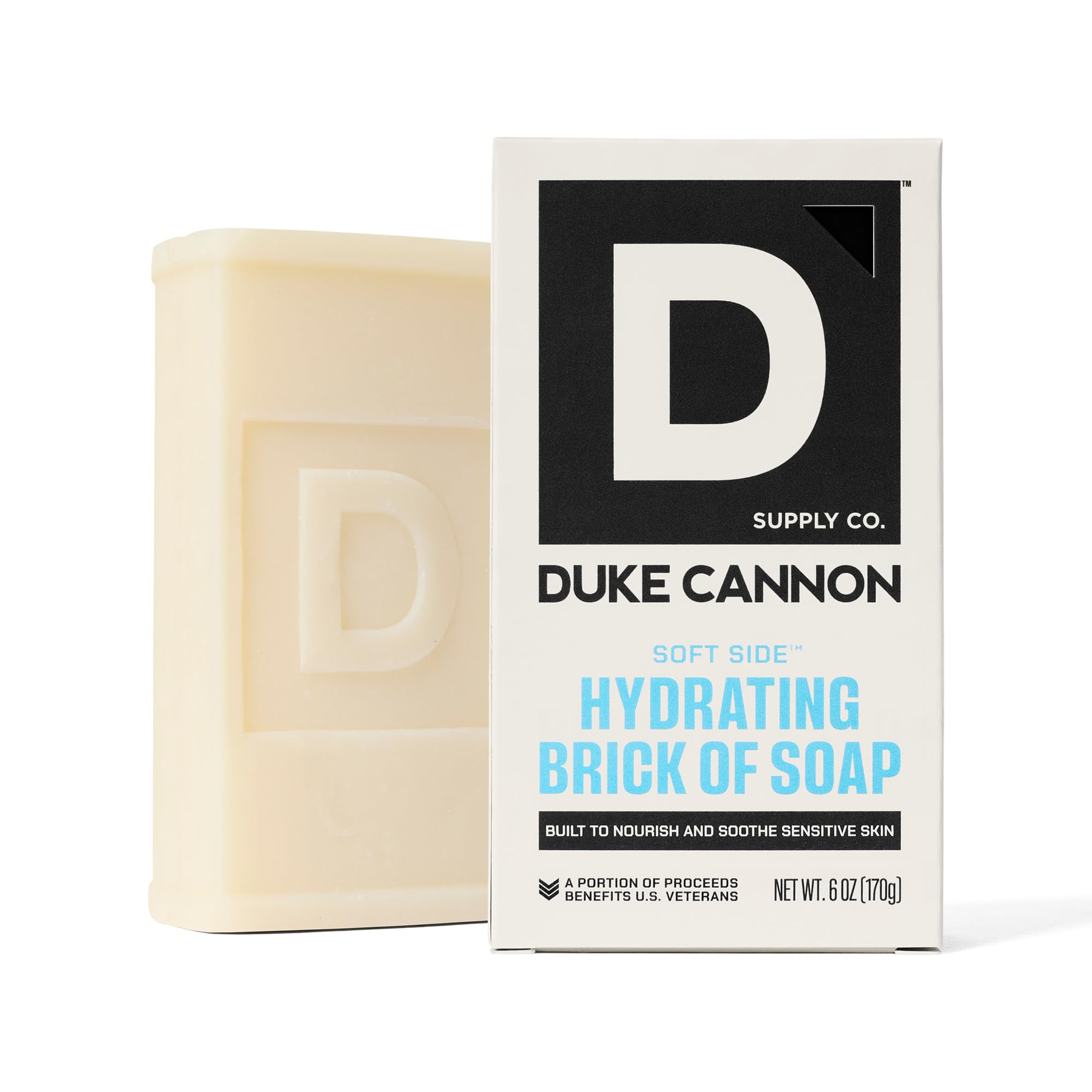 Duke Cannon on a bathroom shelf lifestyle scene implying grooming convenience benefit