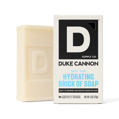 Duke Cannon on a bathroom shelf lifestyle scene implying grooming convenience benefit