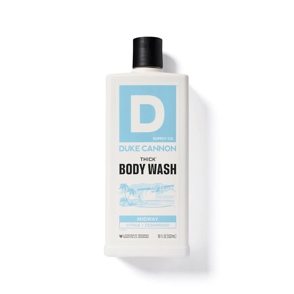 Duke Cannon Midway bottle in shower scene for reliable daily use