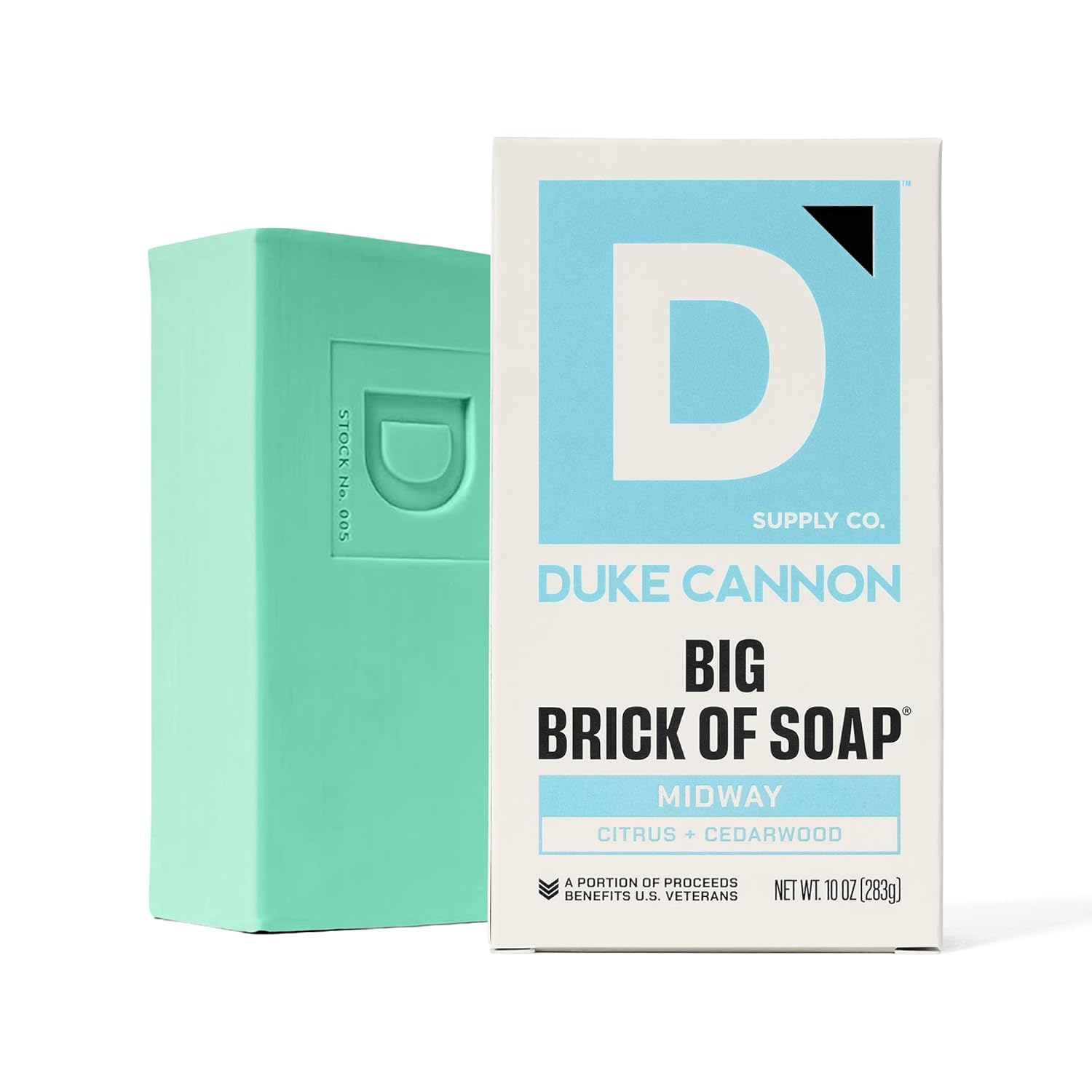 Duke Cannon Midway in shower creating suds on loofah, shows invigorating daily use benefit