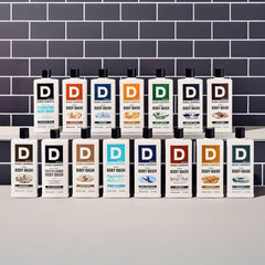 Duke Cannon Midway bottle by sink in morning routine for invigorating start