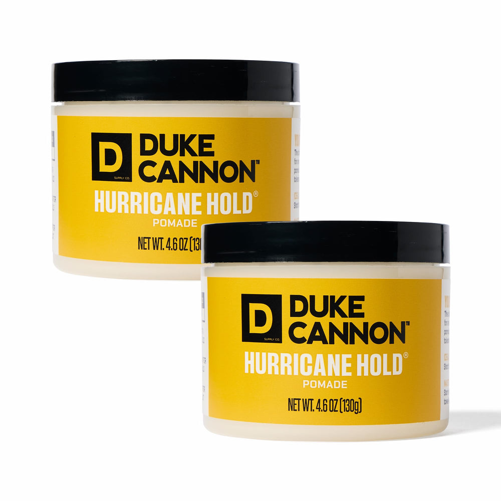 Duke Cannon front packaging showing two jars and product benefits