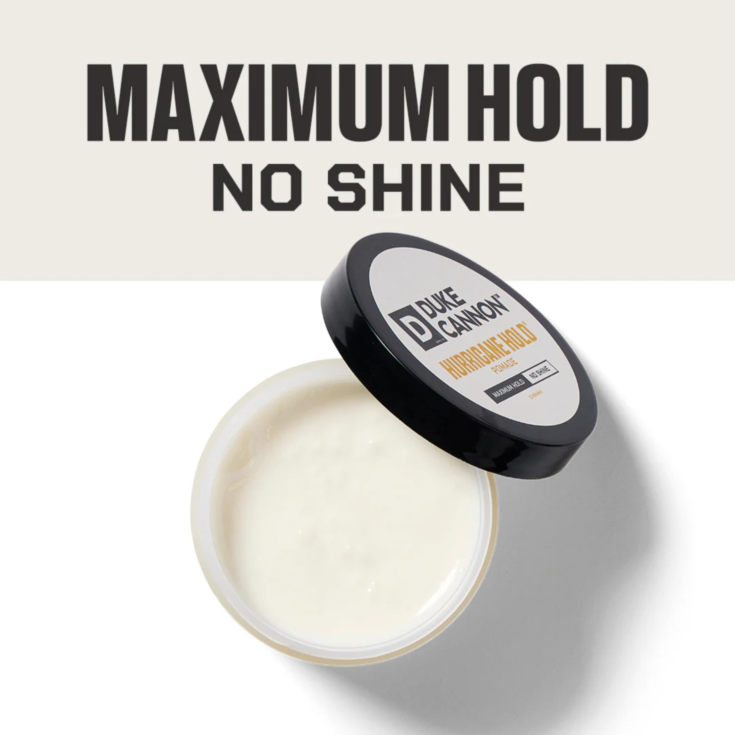 Close-up of Duke Cannon pomade texture highlighting matte consistency and firm wax blend