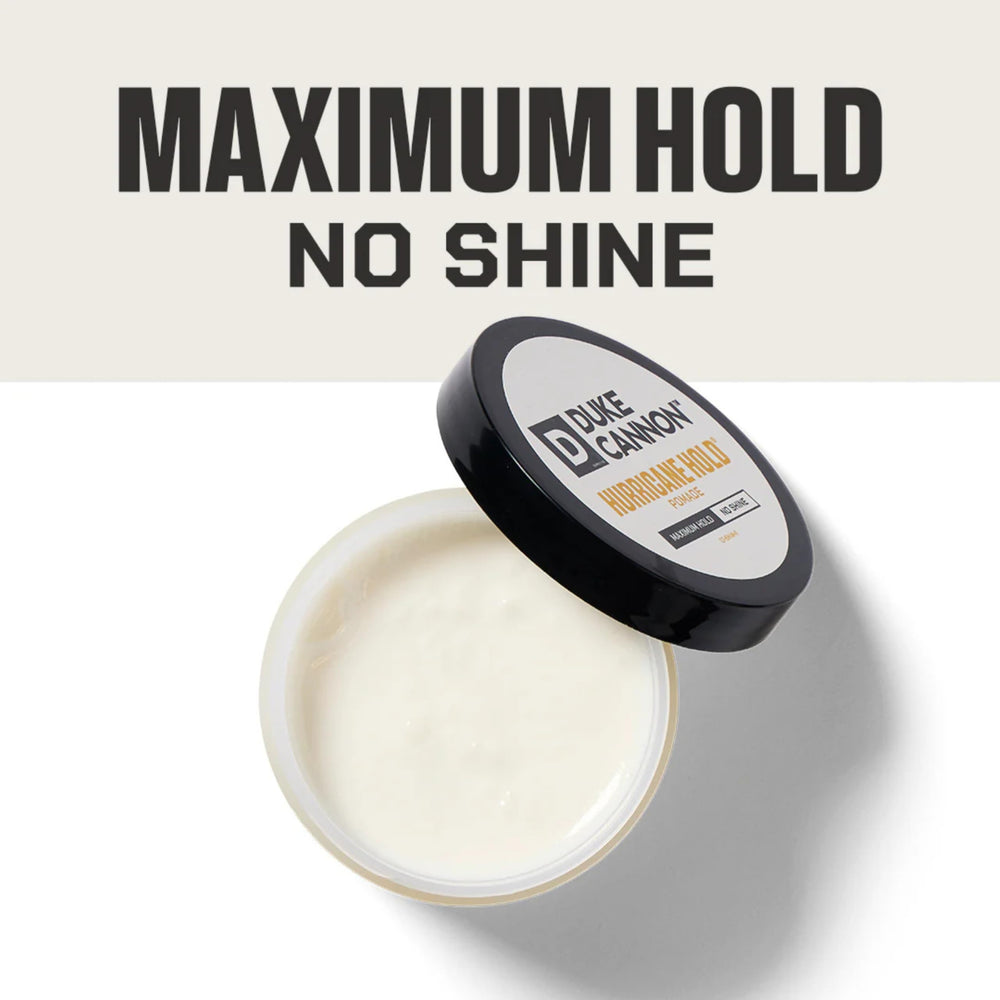 Close-up of Duke Cannon pomade texture highlighting matte consistency and firm wax blend