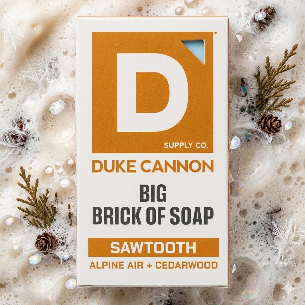 Duke Cannon sawtooth lather close-up demonstrating rich foam for thorough cleansing
