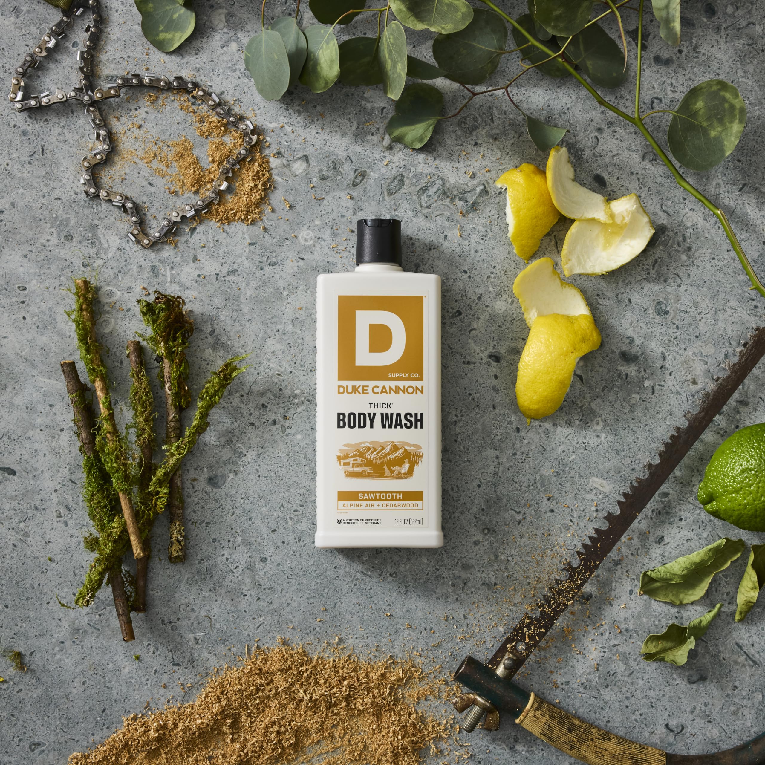 Duke Cannon dispensing thick gel texture from pump that clings and lathers longer