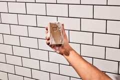 Duke Cannon soap in shower setting showing performance and refreshing scent benefit