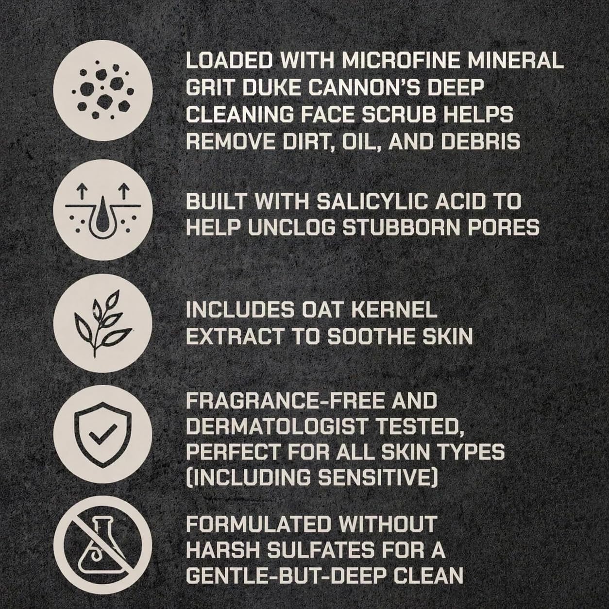 Duke Cannon scrub in hand being applied to face demonstrating effective daily use
