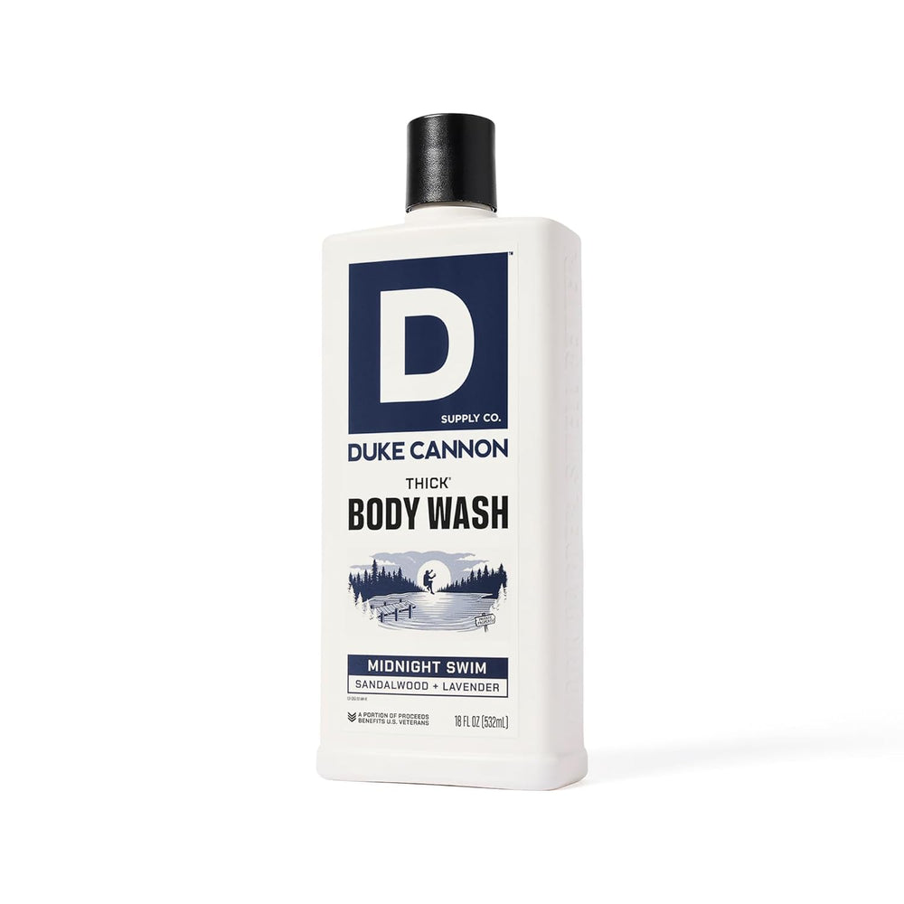Duke Cannon in shower lifestyle scene conveying rugged freshness after use