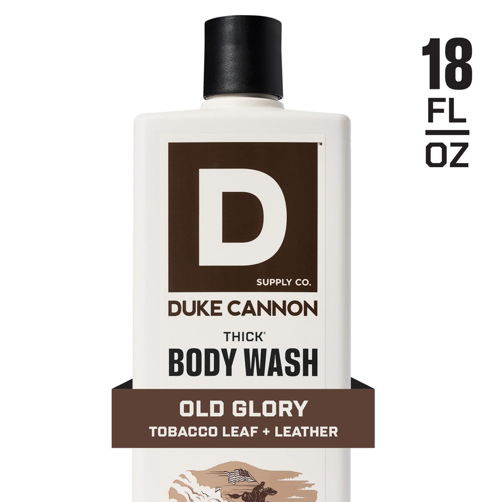 Duke Cannon bottle held in hand showing size and concentrated value