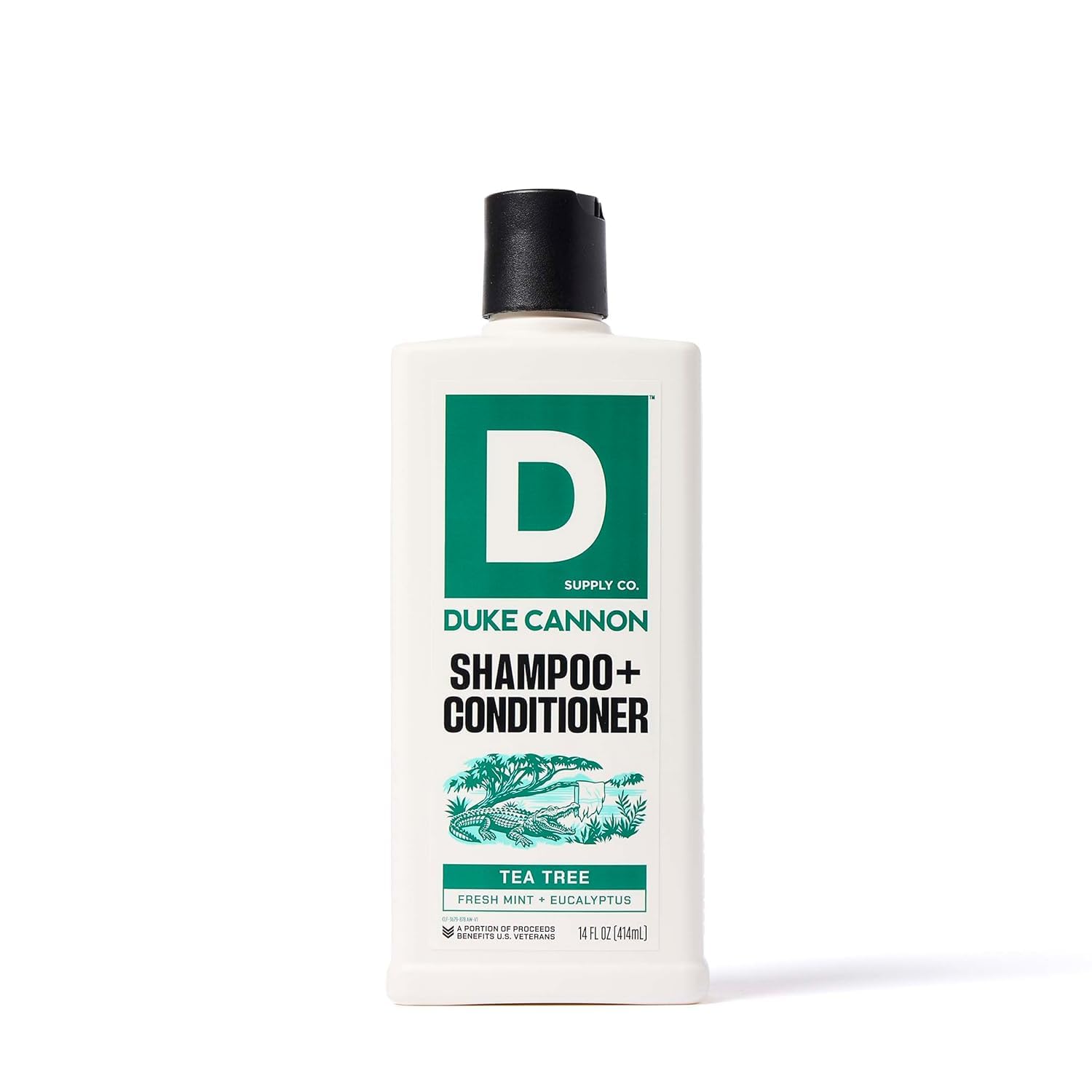 Duke Cannon front bottle view showing label and scent benefits