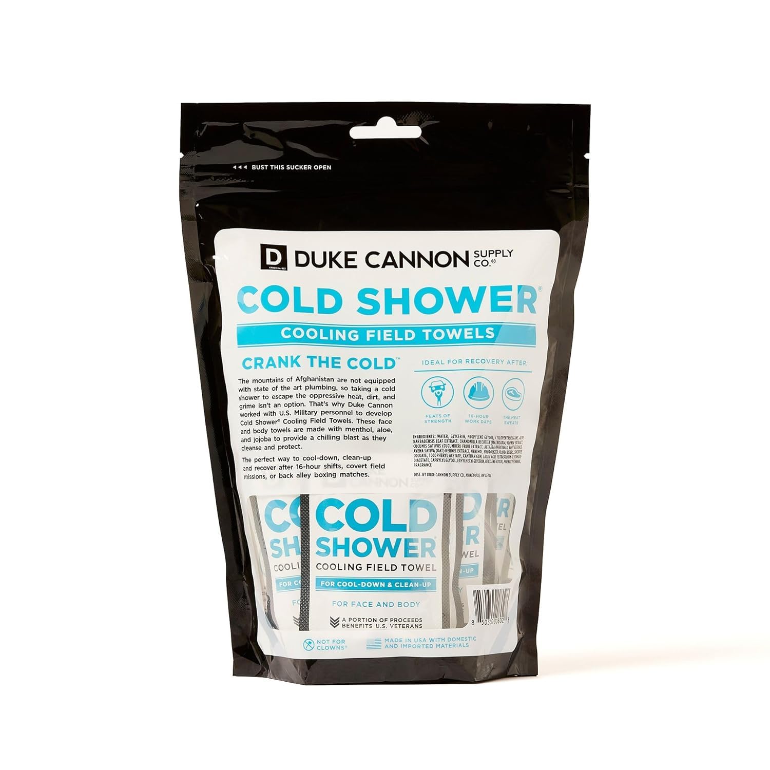 Duke Cannon towel texture close-up demonstrating durable fabric that removes grime