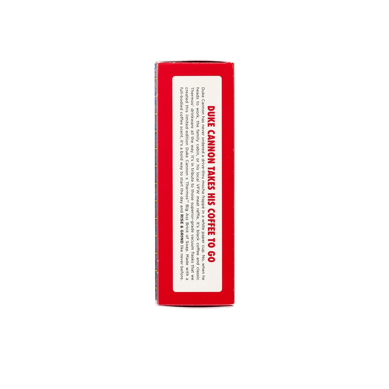 Duke Cannon label and Thermos logo detail emphasizing limited‑edition collectible benefit