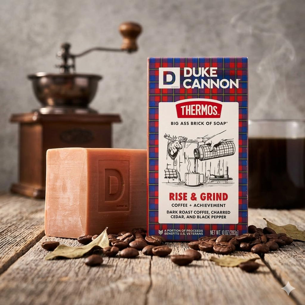 Duke Cannon soap lather in hand demonstrating rich foam and deep‑cleansing benefit