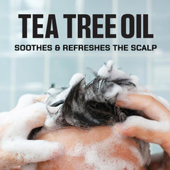 Duke Cannon Tropic Drift being used in shower for refreshing scalp feel