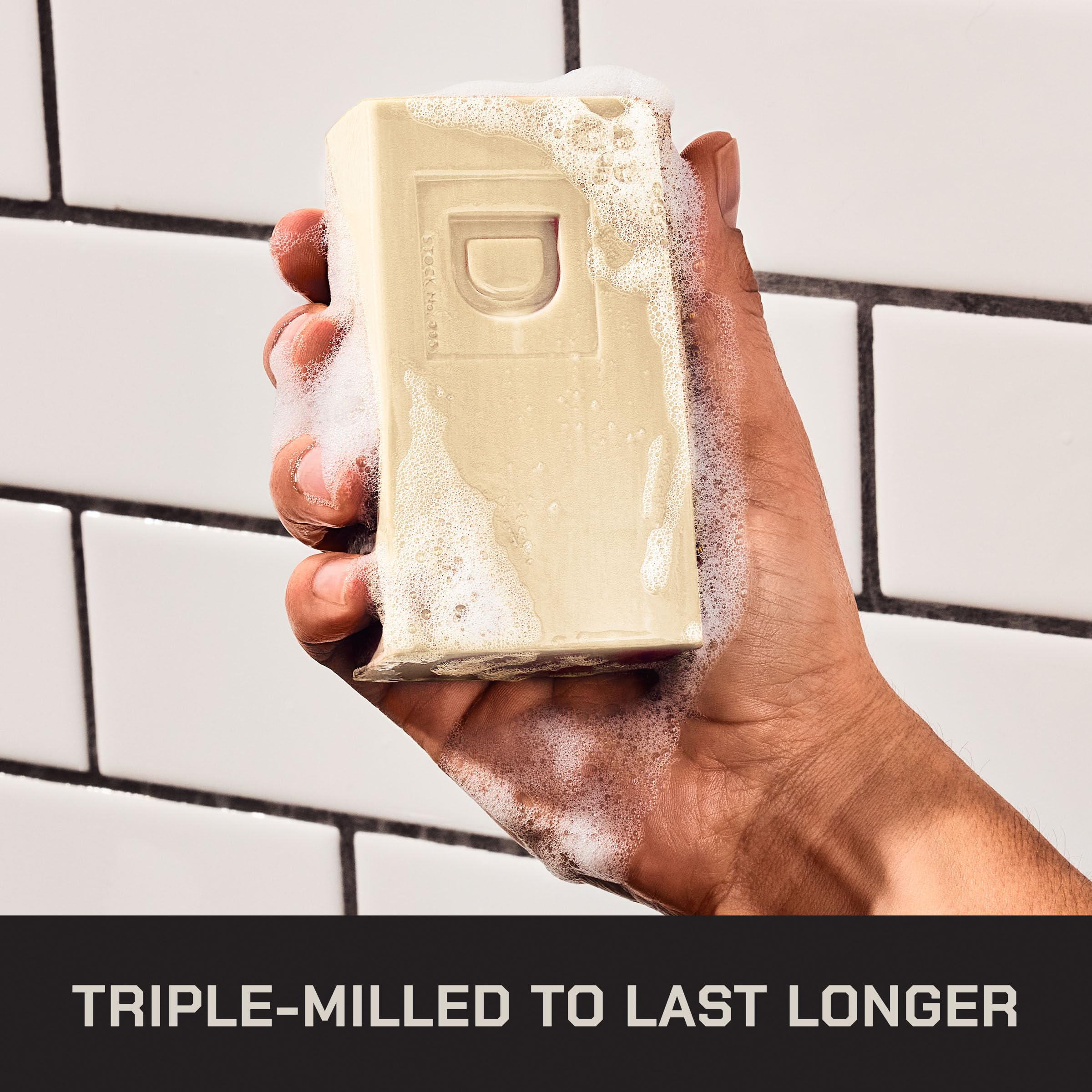 Close-up of triple-milled texture showing Duke Cannon durability and rich lather