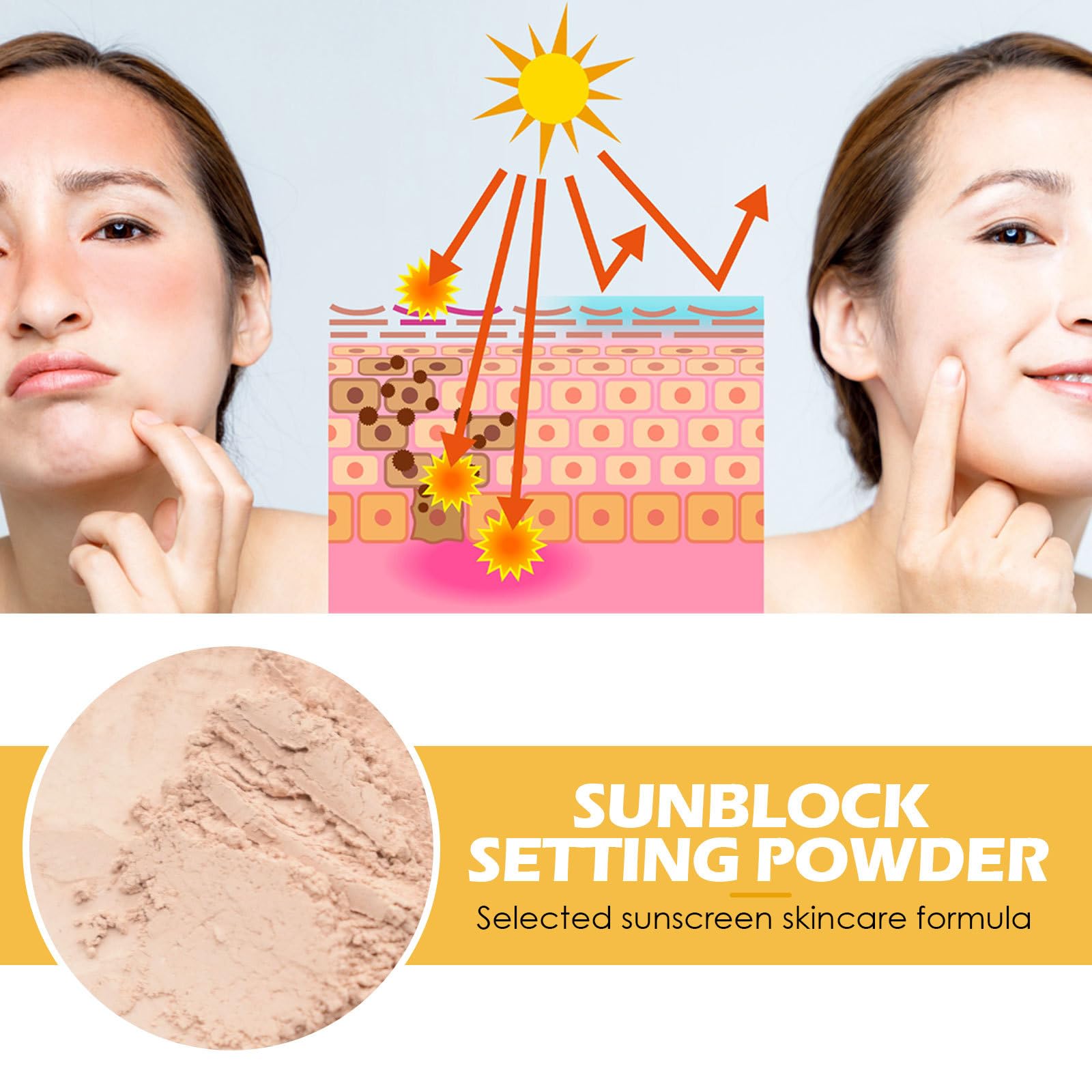 Dulele powder swatch on skin closeup blurs pores for smoother look benefit
