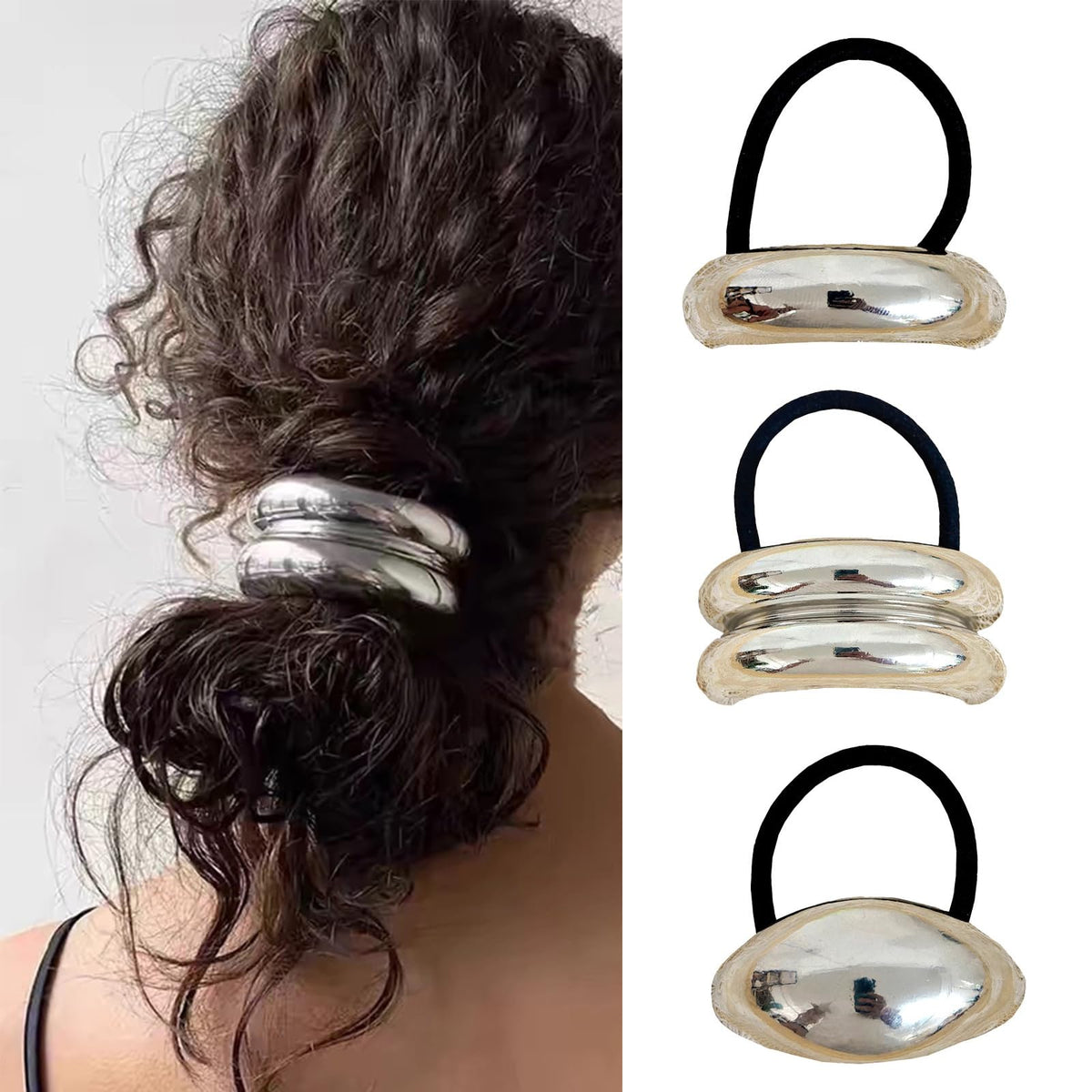 Duleylv front packaging showing three gold and silver hair cuffs, polished finish benefit