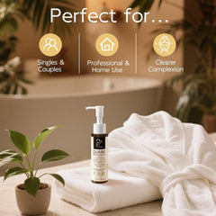 Dumie body oil used after shower on legs highlighting fast absorption