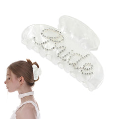 DUOJINSANXI front view showing white bridal claw holding hair securely